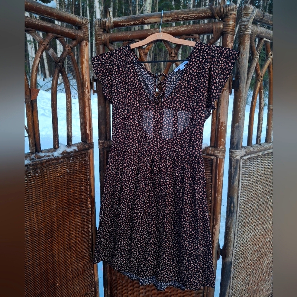 🍀3/15 Floral Black Dress